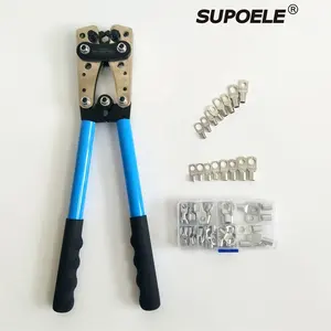 crimpen werkzeug 1 0 Suppliers-HX-50B Cable Lug Crimping Tool für Heavy Duty Wire Lugs,Battery Terminal,Copper Lugs AWG 8-1/0 mit 60pcs Copper Ring Terminals