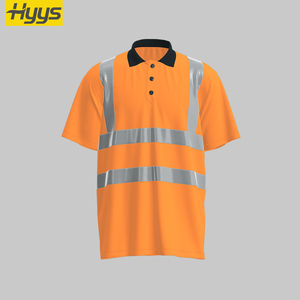 เสื้อยืดทำงาน Hi VIS มีแถบสะท้อนแสงระบายอากาศได้และแห้งเร็วเสื้อโปโลสั่งทำได้จากโรงงาน - Product Image 1