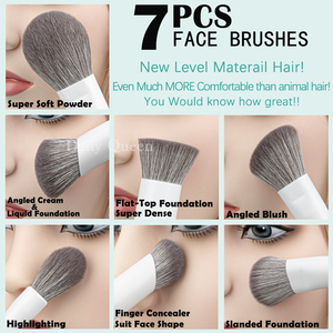 Daily Queen & Mor-phe 19 pièces Pinceaux de maquillage pour fond de teint et blush à manche blanc en poils nano, haute qualité et application uniforme, logo personnalisé - Product Image 5
