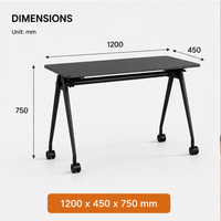 Table de conférence moderne convertible et pliable avec roulettes mobiles et structure en acier - pour usage au bureau et en atelier