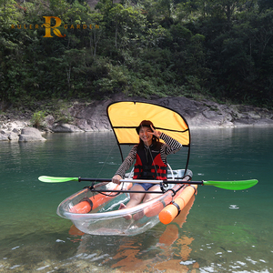 PC sports aquatiques bateau à rames simple pagaie transparente barre d'équilibre kayak canoë bateau transparent transparent - Product Image 1