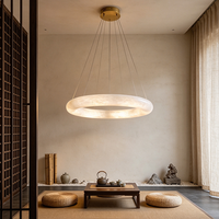 Lustre circulaire moderne en albâtre naturel, design artistique pour salon, salle à manger, villa, hôtel