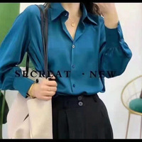 Chemise de Bureau à Manches Longues en Satin Lisse de Haute Qualité pour Femme