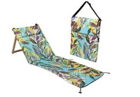 Chaise longue de jardin pliable d'extérieur, chaise longue portable avec design victorien, en bois et toile