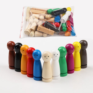 Ensemble de figurines en bois colorées, 35 pièces, jouet éducatif pour enfants, artisanat de peinture, âge 2 à 4 ans - Product Image 1