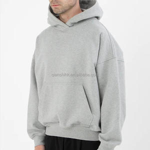 Boxy Fleece unisexe uni 500/400 Gsm Hoodie Fabricant French Terry 100% Cotton Oversized Heavyweight Cropped sweats à capuche vierges - Product Image 5