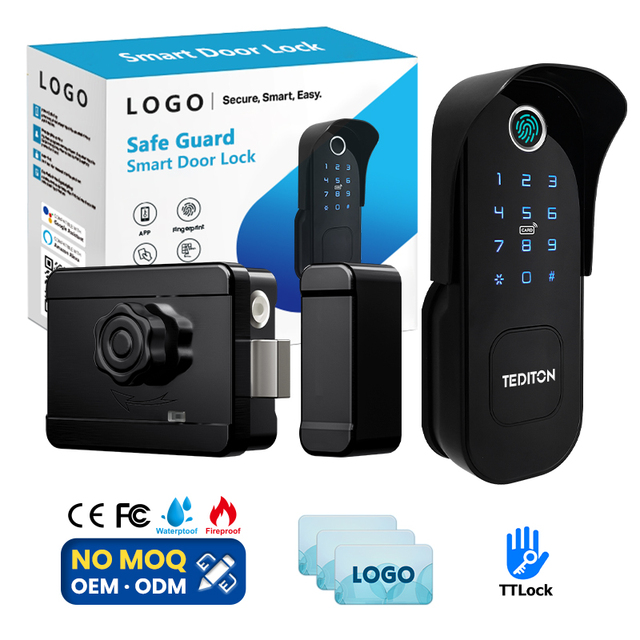 Tediton Double Sided Smart Locks Door Knob WIFI Tuya APP Digital Fingerprint Handle Smart Door Lock