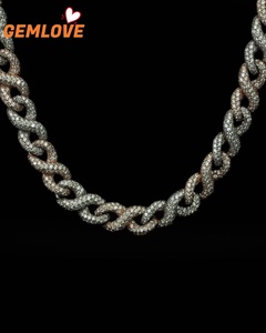Collar de Cadena Cubana para Hombre al por Mayor, Chapado en Oro de 14K con Diamantes, Accesorios de Joyería Hip Hop - Product Image 2