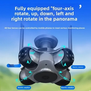 Caméras de surveillance CMOS à quatre objectifs 20MP grand angle, Wi-Fi extérieur, vision nocturne 360 degrés, suivi automatique PTZ, détection humaine - Product Image 2