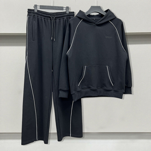 Custom Stacked <b>Sweats</b> Suit Streetwear Cotton Baggy Sweatpants and Hoodie <b>Set</b> Designer Heavyweight Reflective Tracksuits for Men - Product Image 2