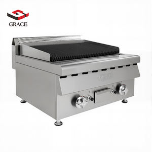 Grill à gaz en pierre de lave commercial, barbecue de table avec pierres volcaniques pour une saveur fumée authentique |   Équipement de restaurant et de bar - Product Image 5