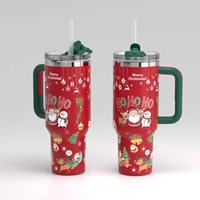 Gobelet de Noël personnalisé en acier inoxydable tasse de voyage gobelet à café tasse à vide gobelet de Noël avec logo avec poignée
