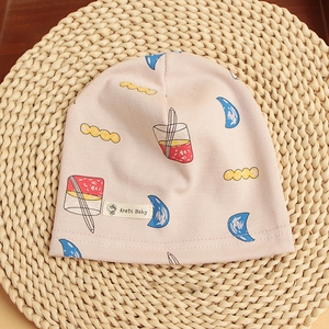 Cappello da bambino primavera autunno sottile monostrato cappello da bambino in cotone lavorato a maglia in cotone traspirante bandane etniche stampate con motivo animale dei cartoni animati - Product Image 1