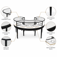 Comptoir de présentation de bijoux rond sur mesure avec vitrine incurvée en verre et éclairage LED pour mobilier de magasin de bijouterie