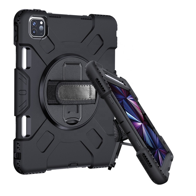 360 Rotation Kickstand Hand Strap Case for IPad Pro 10.5 11 12.9 2018 2020 2021 9.7 2018 2017 Air 4 5 Mini 6 Shockproof Cover