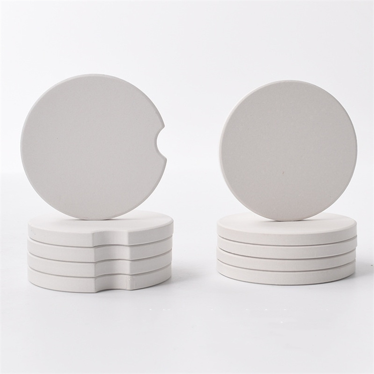 Classic 6.5cm Ceramic Car Coasters - Absorbent Drink Cup Holder with Finger Notch - SHY Brand Sublim