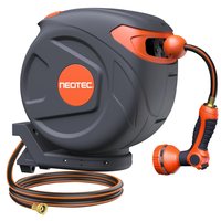 Enrouleur de tuyau d'arrosage rétractable NEOTEC 5/8 po x 50 pi avec buse à 9 modes, robuste, fixation murale 180° °   Verrou pivotant de n'importe quelle longueur G255815