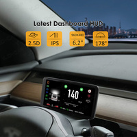 Vjoycar Tesla Model 3/Y Pantalla HUD de 6.2 Pulgadas con Vista del Conductor, Instrumento Inteligente de Presión de Neumáticos para Tesla