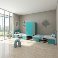 Lit métallique moderne pour dortoir d'employés avec armoire de rangement pour hôtels et écoles, montage facile