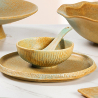 Assiettes en céramique – Ensemble de vaisselle en grès pour mariage, restaurant, collations, desserts, bœuf, steak, pâtes