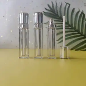 Drop Ship Soft Brush wasserdicht Grausamkeit frei Transparente Flasche Square Tube benutzer definierte Logo Lip gloss Tuben