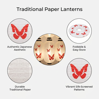 Lanterne japonaise pliable en papier imperméable avec logo personnalisable, style antique, pour publicité extérieure et décoration, idéale pour la protection solaire.