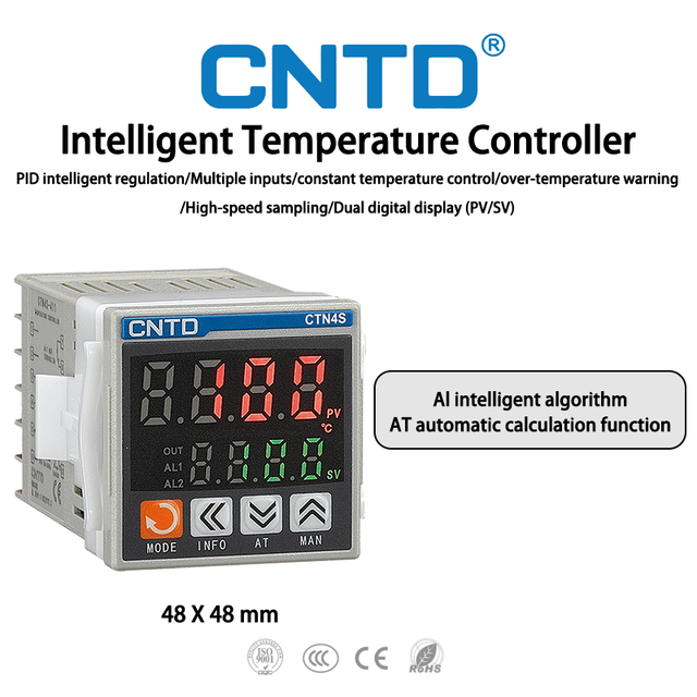 CNTD High Speed Sampling Dual Digital Display (PV/SV) Temperature Controller CTN4S 100-240VAC 50HZ 9999 (4 Digit) Plastic ODM