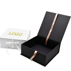 Luxury <b>Foldable</b> Magnetic Gift <b>Box</b> for Cosmetics Custom Printed Rigid Cardboard Paper Packaging Flat Shipping <b>Box</b> with Ribbon - Product Image 1