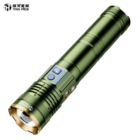 Linterna de Emergencia con Zoom Telescópico, Láser Tricolor, Banco de Energía Recargable, Súper Brillante, Linterna LED de Aleación de Aluminio para Exteriores