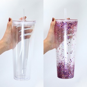Gobelet à café glacé en plastique réutilisable à double paroi, anti-fuite, transparent personnalisé, avec couvercle et paille, 16oz/24oz/40oz, style globe de <span class=keywords><strong>neige</strong></span> - Product Image 6