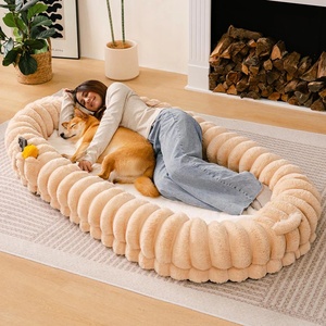 PAIPET Lit pour chien en peluche, design transfrontalier, adapté aux animaux et aux humains, détachable, lavable, conception sécurisée, canapé-lit paresseux, grand confort, toutes saisons - Product Image 1