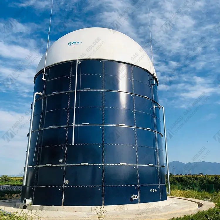 고품질 막 Biogas 부대는 영국에 있는 Biogas 식물을 위한 혐기성 소화기에 거치했습니다