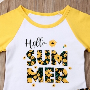 Hola verano bebé niña traje niños girasol carta impresión Set de 2 piezas para 1-6T - Product Image 5