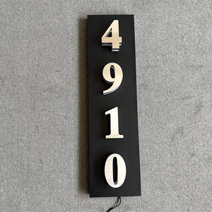 Signe de chiffres et de <span class=keywords><strong>lettres</strong></span> en acier inoxydable 3D Lumière lumineuse <span class=keywords><strong>Plaque</strong></span> de numéros de maison en métal rétroéclairé Numéros de maison à LED éclairés - Product Image 6