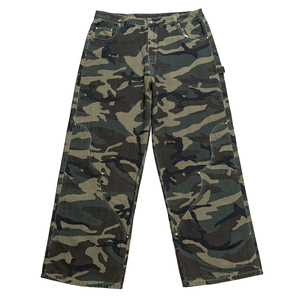 TOPSHOW Jeans cargo tactiques à jambes larges en toile de coton personnalisée à multiples poches, camouflage, camouflage, <span class=keywords><strong>pantalon</strong></span> baggy pour hommes - Product Image 1
