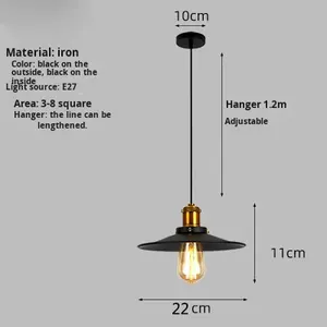 Lámpara <span class=keywords><strong>de</strong></span> Techo Estilo Loft, Arte en Hierro, Retro, Negra, Moderna, Simple, para Restaurante, Bar, Mostrador, Estilo Industrial, Hotel - Product Image 6