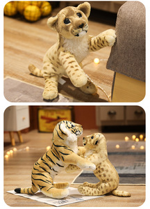 Peluche réaliste Tigre, <span class=keywords><strong>Lion</strong></span> et Léopard – Ultra Douce, Rembourrée en Coton PP, Compagnon de Confort pour Anniversaire et Soulagement du Stress - Product Image 2
