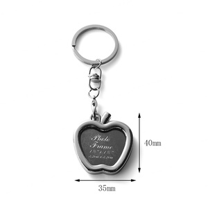 Photo Frame Keychain Metal Frame Keychain Apple Shape Keyring <b>Locket</b> Photo Frame Wedding Gifts - Product Image 4