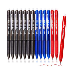 Bolígrafos de Gel Retráctiles Borrables de Tinta Roja, Azul y Negra, Escritura Suave, Punta Fina, Bolígrafos Borrables con Goma - Product Image 2