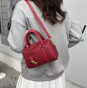 Bolso de mano de cuero PU para mujer, con patrón tejido, nueva tendencia de moda, bolso de hombro cruzado geométrico diagonal, bolso tote - Product Image 6