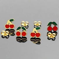 Nieuwe schattige oorbellen van roestvrij staal, zoete dubbele kleur fruit ooraccessoires