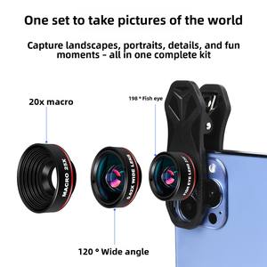 Objectif de téléphone portable multifonctionnel - Objectif d'<span class=keywords><strong>appareil</strong></span> <span class=keywords><strong>photo</strong></span> 3-en-1 grand angle, <span class=keywords><strong>macro</strong></span> et fisheye pour ///Vivo - Product Image 2