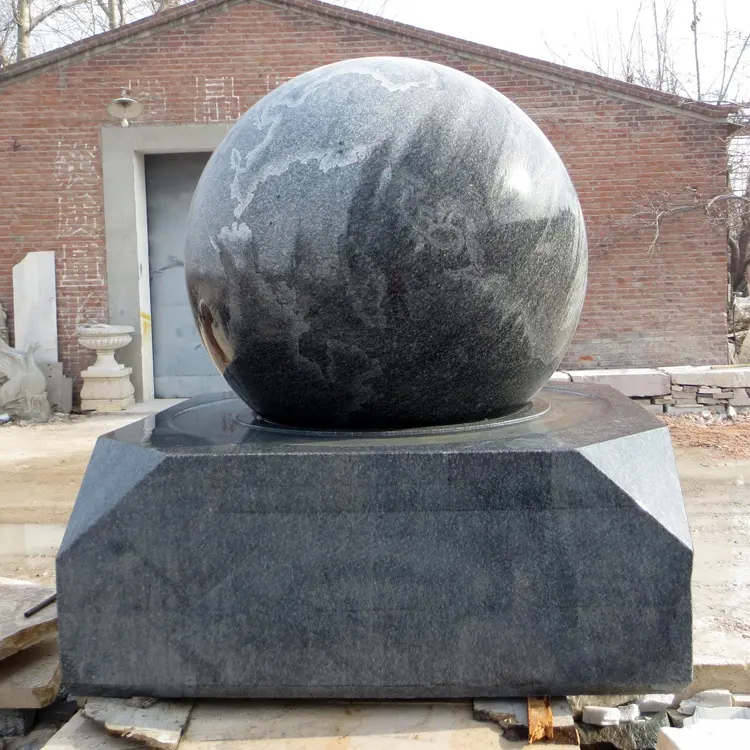 Garden water feature ornaments black granite rotating globe water fountains