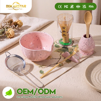 Kit de préparation de matcha personnalisé Pink Whisk Tools, 410 pièces, comprenant un bol, une cuillère en bambou à bec verseur, un Chasen à 100 dents, en bambou naturel fait main