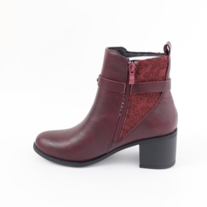 Stivaletti Invernali da <span class=keywords><strong>Donna</strong></span> <span class=keywords><strong>Rossi</strong></span> alla Moda, Traspiranti con Lacci, Design da Cavaliere, Tacco Quadrato in Tela, Antiscivolo in PU - Product Image 2