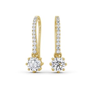 Classic 1.35CTW Lab Grown Solitaire Yellow Gold Drop <b>Earrings</b> 18K <b>Long</b> Wedding Jewelry Fine Stud Dangle Drop Dangle Wedding - Product Image 1