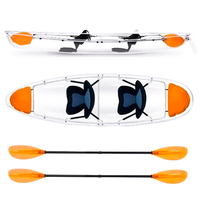 Kayak transparent de qualité commerciale en polycarbonate cristallin, canoë anti-impact pour la location d'activités aquatiques en île