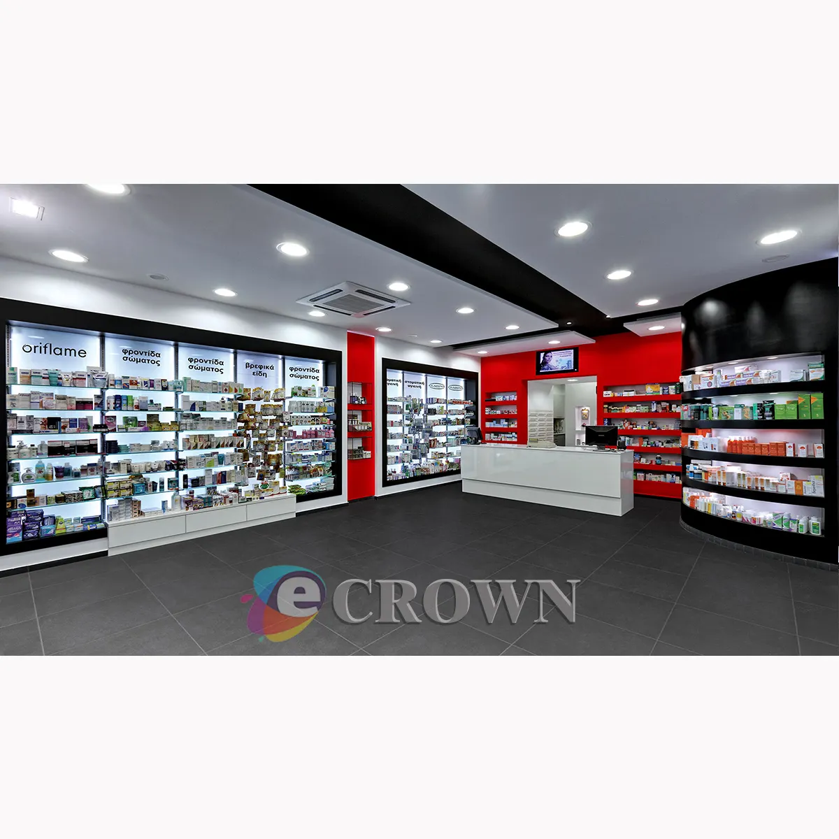 Sample Provided shop showcase mall Book pharmacy cabinet Polish shop showcase medicine counter Wooden medical shop