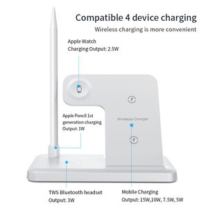 15W phổ điện thoại di động sạc <span class=keywords><strong>Dock</strong></span> trạm 4 trong 1 có thể gập lại không dây sạc đứng cho iPhone Apple xem Airpods với bút - Product Image 3