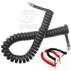 Câble téléphonique plat RG à ressort RJ9 4P4C <span class=keywords><strong>RJ11</strong></span> noir et blanc, gaine en PVC torsadée CAT3, certifié RoHS CE REACH - Product Image 1